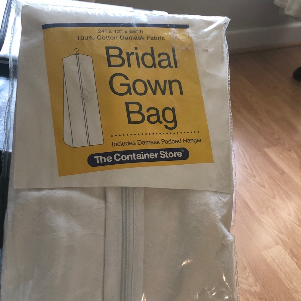 The Container Store White Bridal Gown Bag with Damask Finish